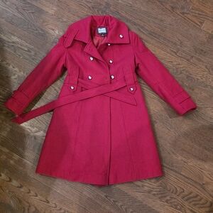 Women's Red Double-Breasted Coat